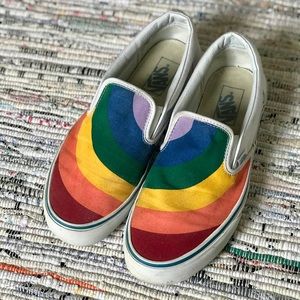 SOLD Rainbow Vans, Slip On Sneakers - RARE Size 10